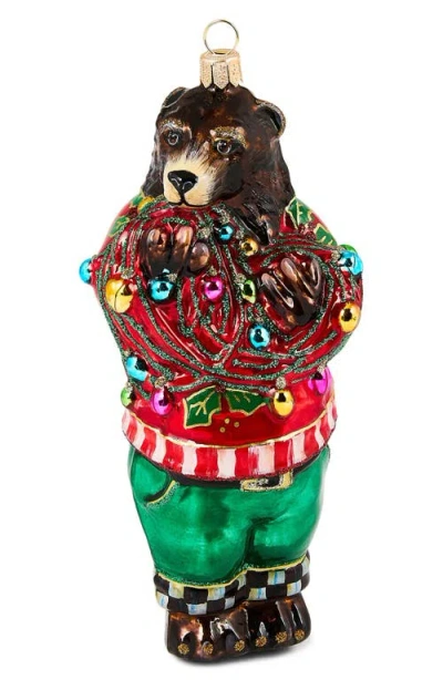 Mackenzie-childs Mackenzie Childs Deck The Halls Bear Glass Ornament In Multi