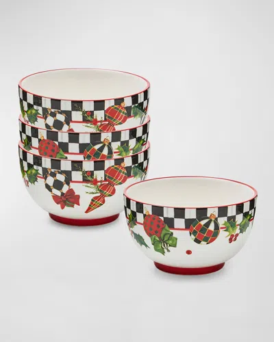 MACKENZIE-CHILDS DECK THE HALLS BREAKFAST BOWLS, SET OF 4