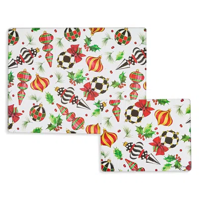 Mackenzie-childs Deck The Halls Glass Cutting Boards, Set Of 2 In Multi