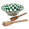 Mackenzie-childs Emerald Check 3-piece Salad Serving Set