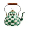Mackenzie-childs Mackenzie Childs Emerald Check Enameled Steel 2-quart Tea Kettle