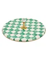 Mackenzie-childs Emerald Check Cheese Course In Green