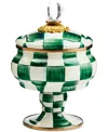 Mackenzie-childs Emerald Check Curiosity Pot In Green
