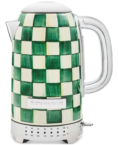 Mackenzie-childs Emerald Check Electric Kettle In Green