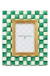 Mackenzie-childs Mackenzie Childs Emerald Check Enameled Steel 4 X 6-inch Picture Frame In Green