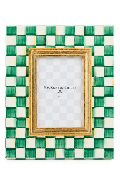 Mackenzie-childs Mackenzie Childs Emerald Check Enameled Steel 4 X 6-inch Picture Frame In Green