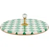 Mackenzie-childs Mackenzie Childs Emerald Check Enameled Steel Cheese Course In Green