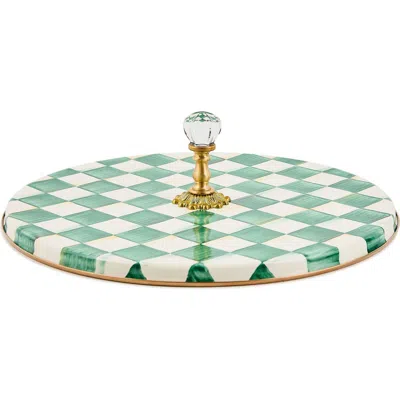 Mackenzie-childs Mackenzie Childs Emerald Check Enameled Steel Cheese Course In Green