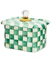 Mackenzie-childs Emerald Check Enameled Steel Recipe-card Box In Green