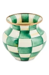 Mackenzie-childs Mackenzie Childs Emerald Check Enameled Steel Vase In Green