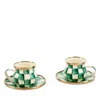 Mackenzie-childs Emerald Check Espresso Cup And Saucer, Service For 2