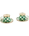 Mackenzie-childs Emerald Check Espresso Cup & Saucer Set In Green