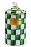 Mackenzie-childs Mackenzie Childs Emerald Check Large Enameled Steel Canister In Green