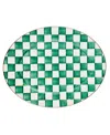 Mackenzie-childs Emerald Check Large Oval Platter In Green