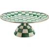 Mackenzie-childs Mackenzie Childs Emerald Check Large Pedestal Platter In Green