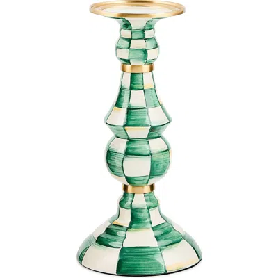 Mackenzie-childs Mackenzie Childs Emerald Check Large Pillar Candleholder In Green