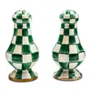Mackenzie-childs Large Emerald Check Salt And Pepper Shakers In Green
