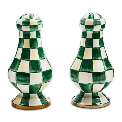 Mackenzie-childs Large Emerald Check Salt And Pepper Shakers