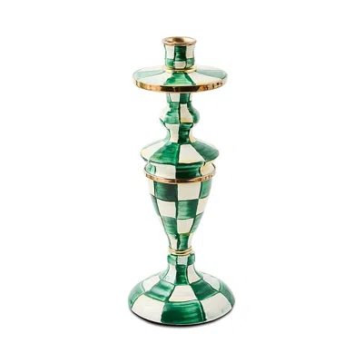 MACKENZIE-CHILDS MACKENZIE-CHILDS EMERALD CHECK MEDIUM CANDLESTICK