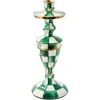 Mackenzie-childs Mackenzie Childs Emerald Check Medium Candlestick Holder In Green