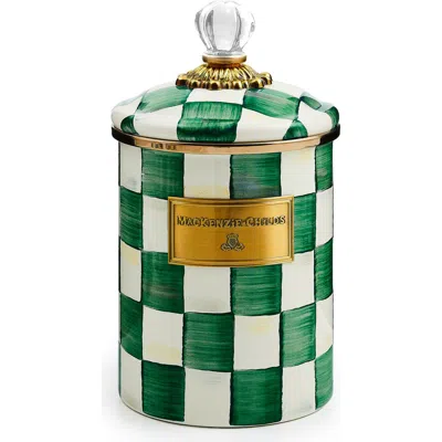 MACKENZIE-CHILDS MACKENZIE CHILDS EMERALD CHECK MEDIUM ENAMELED STEEL CANISTER