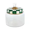 Mackenzie-childs Emerald Check Medium Kitchen Canister