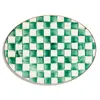 Mackenzie-childs Mackenzie Childs Emerald Check Medium Enameled Steel Oval Platter
