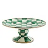 Mackenzie-childs Emerald Check Mini Pedestal Platter