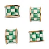 Mackenzie-childs Emerald Check Napkin Rings, Set Of 4 In Green