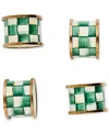 Mackenzie-childs Emerald Check Napkin Rings, Set Of 4 In Green