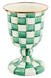 Mackenzie-childs Mackenzie Childs Emerald Check Pedestal Vase In Green