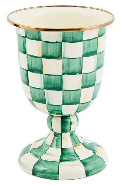 Mackenzie-childs Mackenzie Childs Emerald Check Pedestal Vase In Green