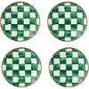 Mackenzie-childs Mackenzie Childs Emerald Check Set Of 4 Enameled Steel Appetizer Plates In Green
