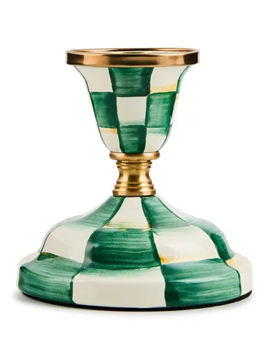 Mackenzie-childs Emerald Check Short Candlestick In Green