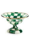 Mackenzie-childs Mackenzie Childs Emerald Check Small Compote Bowl In Green