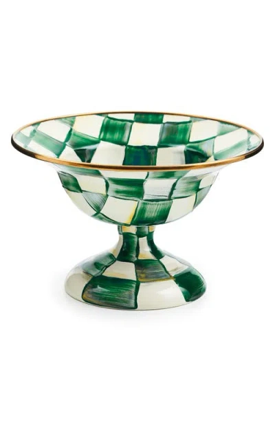 MACKENZIE-CHILDS MACKENZIE CHILDS EMERALD CHECK SMALL COMPOTE BOWL