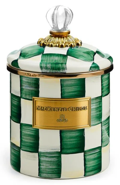 MACKENZIE-CHILDS MACKENZIE CHILDS EMERALD CHECK SMALL ENAMELED STEEL CANISTER