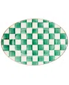 Mackenzie-childs Emerald Check Small Oval Platter In Green