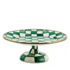 Mackenzie-childs Emerald Check Small Pedestal Platter