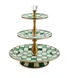 Mackenzie-childs Emerald Check Three Tier Sweet Stand