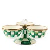 Mackenzie-childs Mackenzie Childs Emerald Check Enameled Steel Triplicity Bowls & Stand Set
