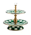 Mackenzie-childs Emerald Check Two-tier Sweet Stand