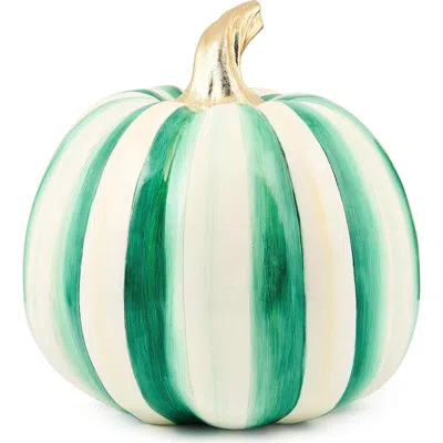 Mackenzie-childs Mackenzie Childs Emerald Stripe Medium Pumpkin In Green