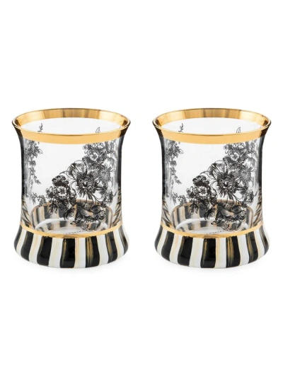 Mackenzie-childs English Garden 2-piece Tumbler Glasses Set In Gold