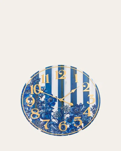 Mackenzie-childs English Garden Outdoor Wall Clock In Blue
