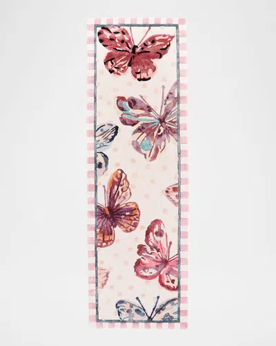 Mackenzie-childs Eternity Butterfly Rug, 2'6" X 8' In Pink