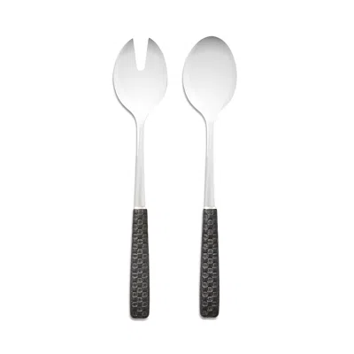 Mackenzie-childs Everyday Black Salad Serving 2 Piece Set In White