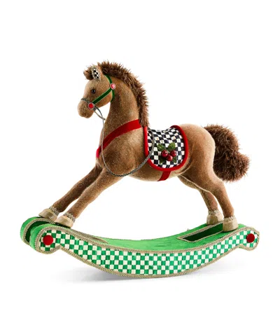Mackenzie-childs Fabric Rocking Horse Figurine In Brown
