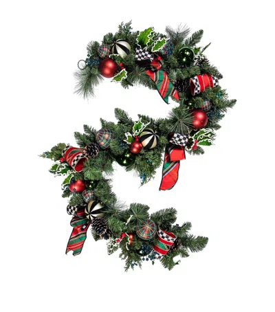 Mackenzie-childs Fabric Tartastic Illuminated Garland In Green
