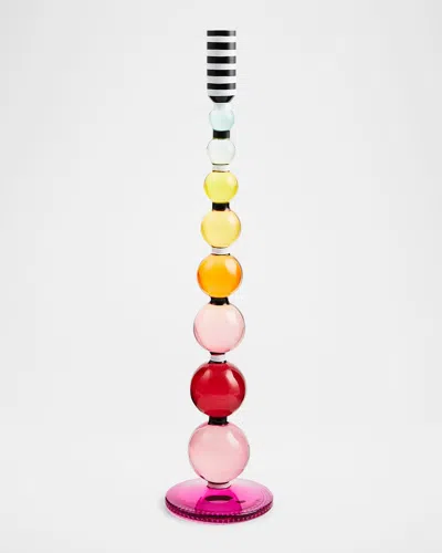 Mackenzie-childs Fairy Tale Large Glass Candle Stick In Multi